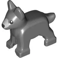 Animal, Dog, Small (Puppy), Alsatian / German Shepherd with Light Bluish Grey Snout, Black Nose, Eyes print / Dark Bluish Gray