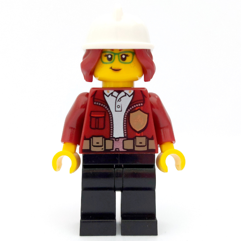 Lego Freya McCloud, Open Dark Red Jacket with Badge, White Fire Helmet (3626cpr3232 Head)