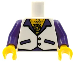 Torso Vest with Dark Purple Pockets and Lapels and Gold Buttons, Necklace with Medallion, Yellow Hairy Chest Pattern / Dark Purple Arms / Yellow Hands