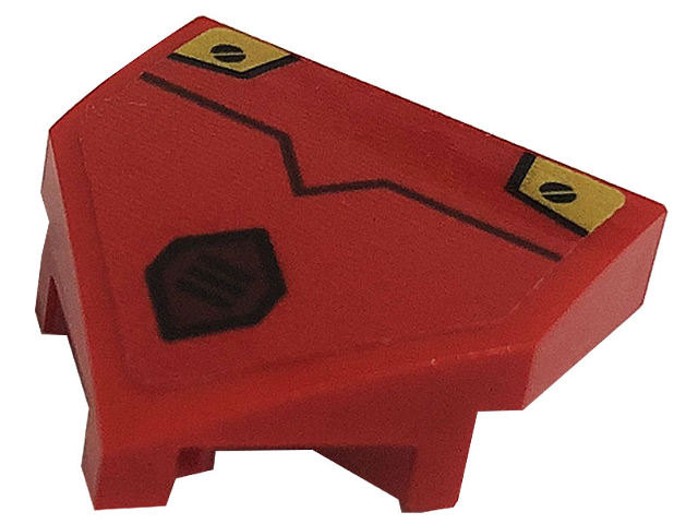 Lego Wedge 2 x 2 x 2/3 Pointed with Black Screws, Grille, Line and Gold Plates Pattern (Sticker) - Set 71720