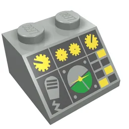 Brick Sloped 45° 2 x 2 with Flight Control Print / Light Gray