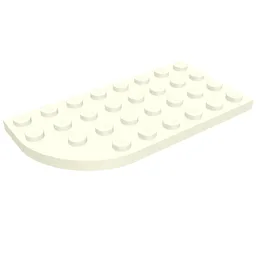 Plate Round Corner Right 4 x 8 with Waffle Bottom / White