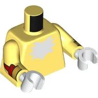 Torso, White Fur on Chest, Black Wings, Tail on Back, Gold/Red Bracelets Print, Bright Light Yellow Arms, White Hands / Bright Light Yellow