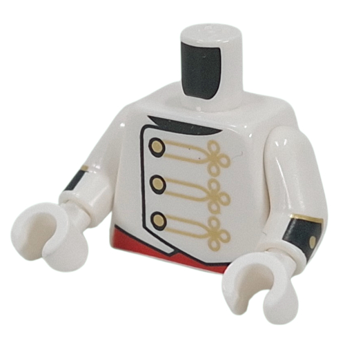Lego Torso, Marching Band Uniform, Gold Buttons, Chains, Black Cuffs print, White Arms and Hands / White