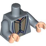 Lego Torso Robe with Vest Print, Sand Blue Arms, Light Nougat Hands / Sand Blue