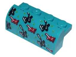 Slope, Curved 2 x 4 x 1 1/3 with 4 Recessed Studs with Bedspread with Red and Black Ninjas Pattern (Sticker) - Set 71741