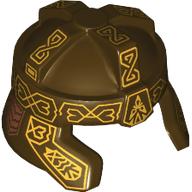 Lego Helmet Dwarf, Cheek Protection and Flared Front with Gold and Copper Decorations print / Dark Brown