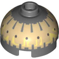 Lego Brick Round 2 x 2 Dome Top, Hollow Stud with Black Spots on Tan Print (Buzz Droid) / Dark Bluish Gray