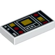 Tile 1 x 2 with Red and Yellow Control Panel Print (Reissue) / White