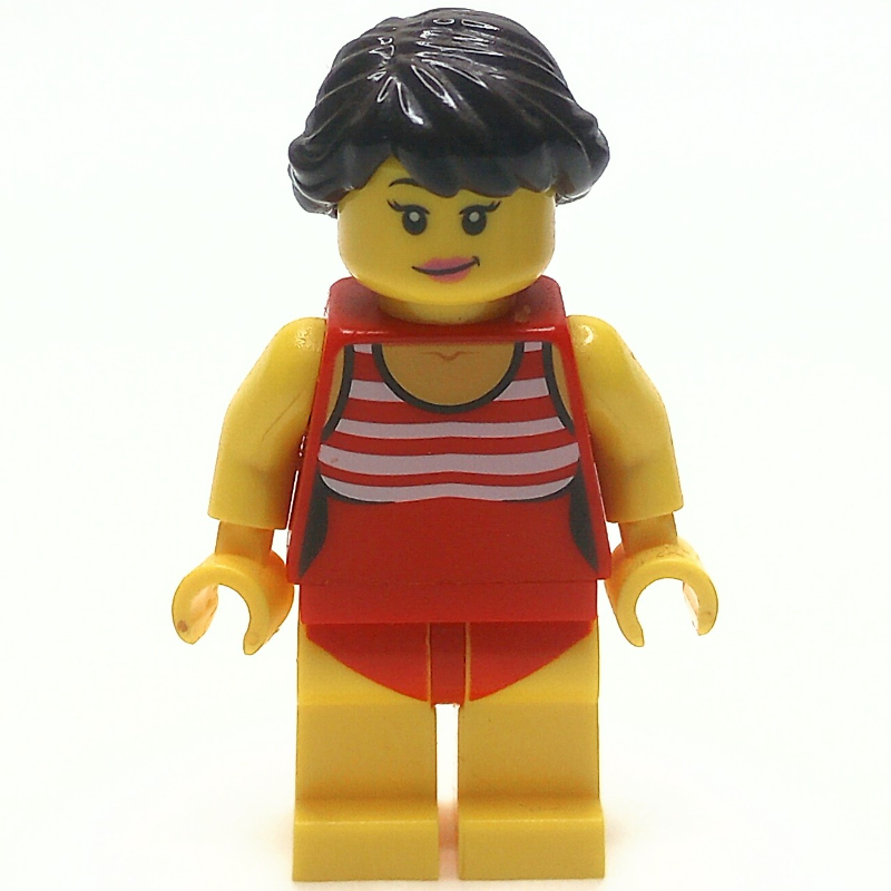 Lego Red Bathing Suit, Dark Brown Hair