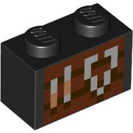 Lego Brick 1 x 2 with Pixelated Tools on Wood print / Black