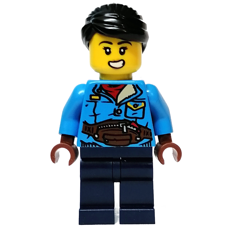 Lego Dark Azure Torso, Dark Blue Legs, Black Hair