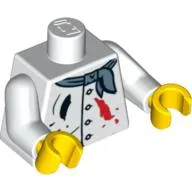 Torso, Painter's Smock with Buttons, Scarf and Paint Spots Print, White Arms, Yellow Hands / White