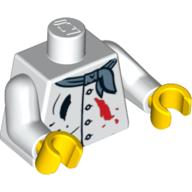 Lego Torso Painter's Smock with Buttons, Scarf and Paint Spots Print, White Arms, Yellow Hands / White