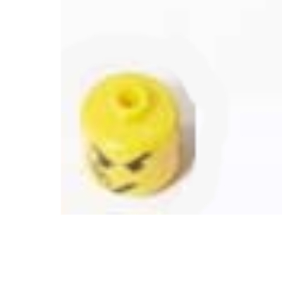 Lego Pen Bead, Round Large, Curved Edges / Cylinder with Minifig Head with Band-aid Print / Yellow