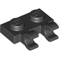 Lego Plate Special 1 x 2 with Clips Horizontal [Open O Clips] / Black