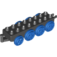 Lego Duplo Train Base 2 x 8 with 8 Blue Wheels & Moveable Hook / Black
