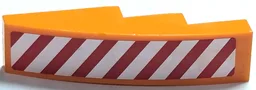 Slope, Curved 4 x 1 with Red and White Danger Stripes Pattern Left Side (Sticker) - Set 7642