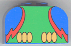 Lego Slope, Curved 4 x 2 x 2 Double with 4 Studs with Parrot Body Pattern