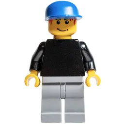 Soccer Player Goalie Black Torso, Light Bluish Gray Legs, Blue Cap