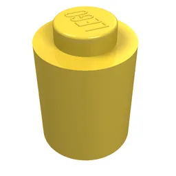Brick Round 1 x 1 Solid Stud, No Bottom Groove / Yellow