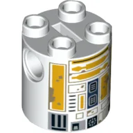 Brick Round 2 x 2 x 2 Robot Body with Bright Light Orange Astromech Droid with Dark Tan Dirt Stains Print (R5-A2)
