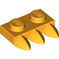 Lego Plate Special 1 x 2 with Three Teeth [Tri-Tooth] / Bright Light Orange