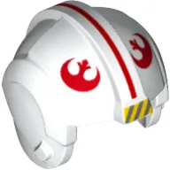 Helmet Rebel Pilot, Center Ridge with Red Line, Red Rebel Symbols Print / White