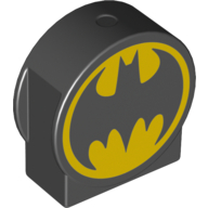 Lego Duplo Brick 1 x 3 x 2 Round Top, Cut Away Sides with Batman Logo Print