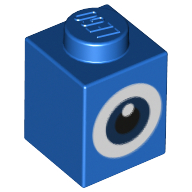 Lego Brick 1 x 1 with White/Dark Blue Eye / Blue