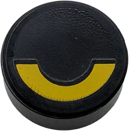 Tile, Round 1 x 1 with Yellow Arc Pattern