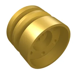 Wheel 18mm x 14mm with Axle Hole, Fake Bolts and Shallow Spokes / Metallic Gold