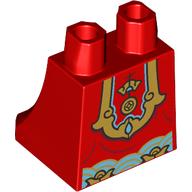 Lego Hips and Legs Under Dress/Robe with Traditional Chinese Dress, Gold/Medium Azure Decorations print / Red
