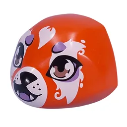 Large Figure Head Panda 6 x 4 x 5 with Red Panda Face, White Flames, Lavender Markings Print / Reddish Orange