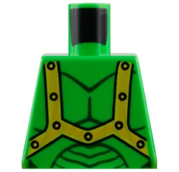 Torso Alien Dark Green Muscles Outline, Bright Light Orange and Yellow Harness Straps Pattern / Bright Green