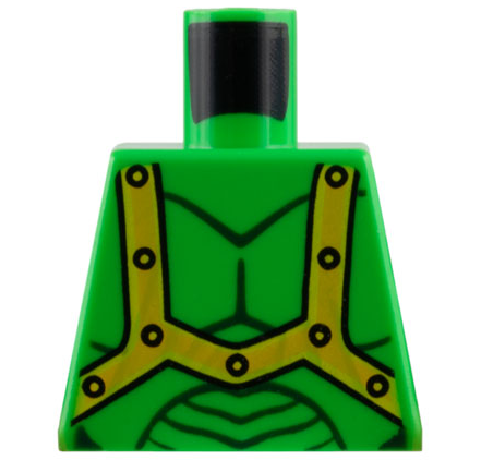 Lego Torso Alien Dark Green Muscles Outline, Bright Light Orange and Yellow Harness Straps Pattern