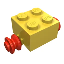 Brick Special 2 x 2 [Red Wheels for Single Tyre] / Yellow