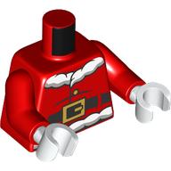 Lego Torso Jacket, White Fur Trim, Black Creases, Black Belt Print (Santa), Red Arms, White Hands / Red