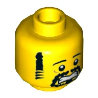 Minifig Head Shen-Li / Torben, Eyebrows, Sideburns, Goatee, Scared Print [Hollow Stud] / Yellow