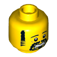 Lego Minifig Head Shen-Li / Torben, Eyebrows, Sideburns, Goatee, Scared Print [Hollow Stud] / Yellow