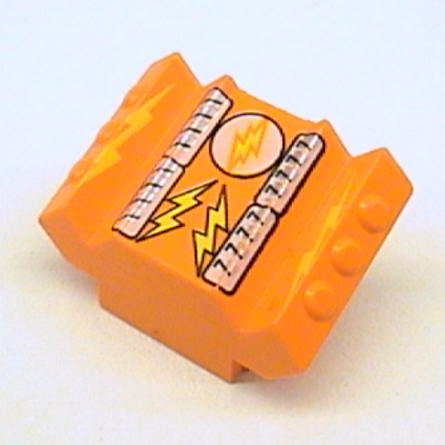 Lego Brick Sloped 2 x 2 No Studs with Angled Side Block Extensions and Lightor Lightning Bolt Print