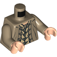 Lego Torso Jacket and Shirt with Buttons and Loops Print, Dark Tan Arms, Light Nougat Hands / Dark Tan