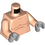 Lego Torso Bare Chest print, Light Nougat Arms, Light Bluish Grey Hands / Light Nougat