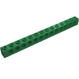Technic Brick 1 x 14 [13 Pin Holes] / Green