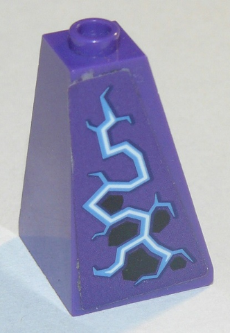 Lego Slope 75 2 x 2 x 3 Double Convex with Dark Purple Spots and Medium Blue and White Electricity Pattern Model Left Side (Sticker) - Set 70353