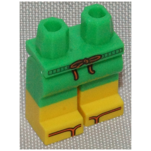 Lego Hips with Bright Green Legs and Yellow Boots Pattern with Swimming Trunks, Laces, Sandals