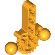 Large Figure Skeletal, Torso with Beam, 2 Ball Joints, and 7 Tooth Half Gear / Bright Light Orange
