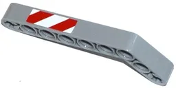 Technic, Liftarm, Modified Bent Thick 1 x 9 (7 - 3) with Red and White Danger Stripes Pattern Model Left Side (Sticker) - Set 42028
