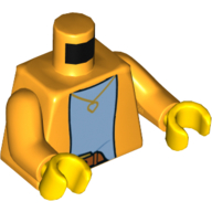 Lego Torso Jacket Over Light Blue Undershirt Print, Bright Light Orange Arms, Yellow Hands / Bright Light Orange