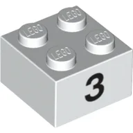 Brick 2 x 2 with Black "3" Print